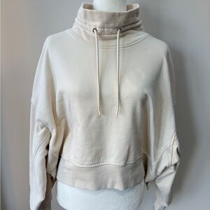 Old Navy Active Cream Cowl Mock Neck Cropped Sweatshirt